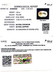 4.96/CT Natural Yellow Sapphire With Govt Lab Certificate (8991)